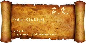 Puhr Klotild névjegykártya